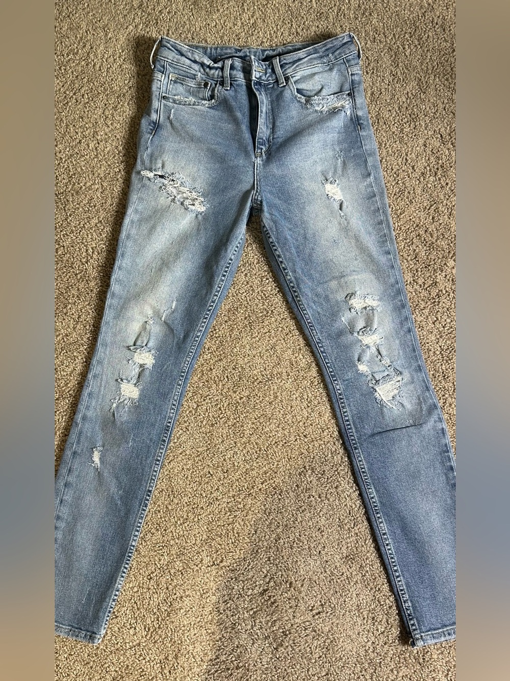 H&M Light Blue Ripped Skinny Jeans